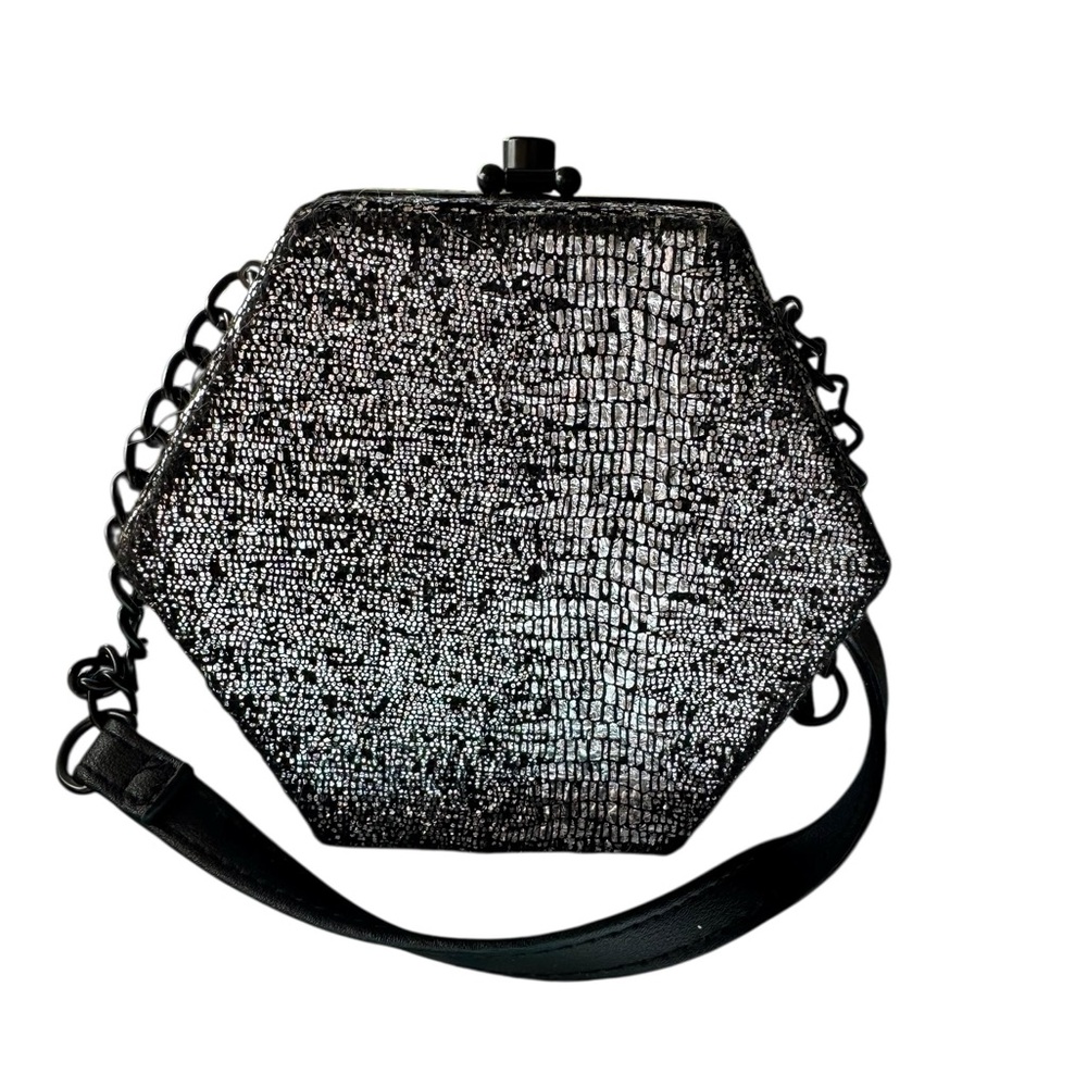 Silver and Black Hexagonal Women's Bag - Picture 1 of 4